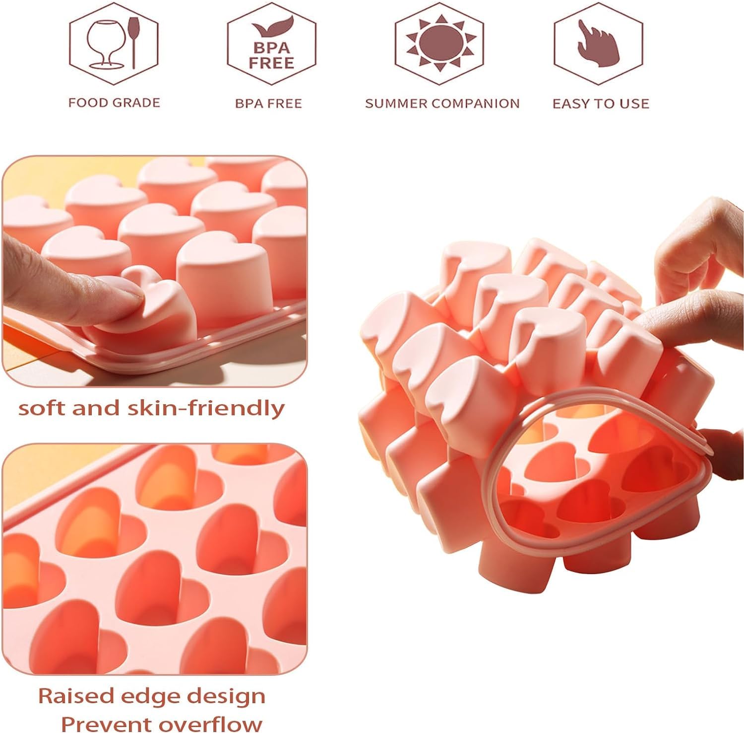 Ciyliwiyi easy release design enables clean removal of heart cubes