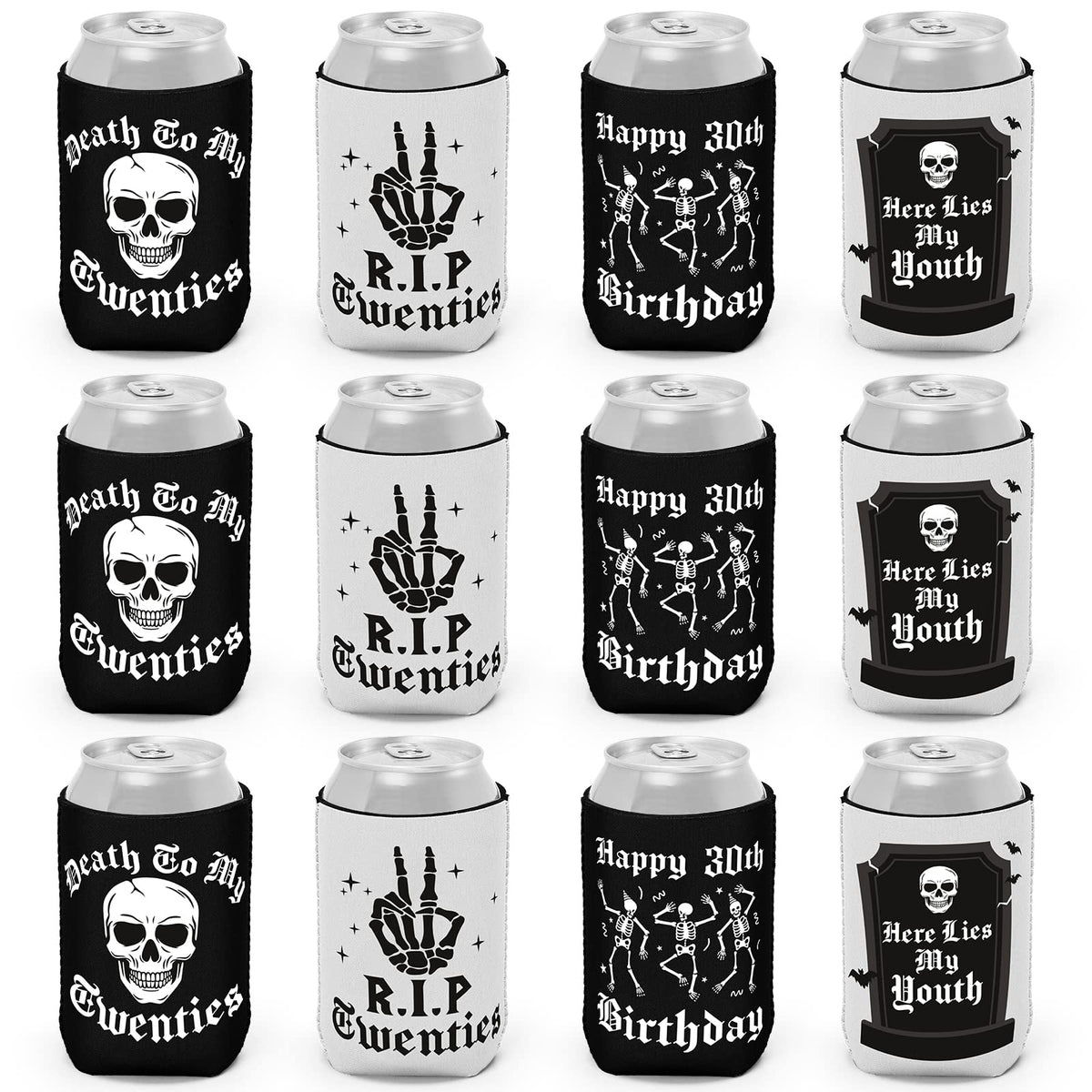 Ciyvolyeen Gothic 30th birthday can sleeve Death to My 20s design keeps drinks cold