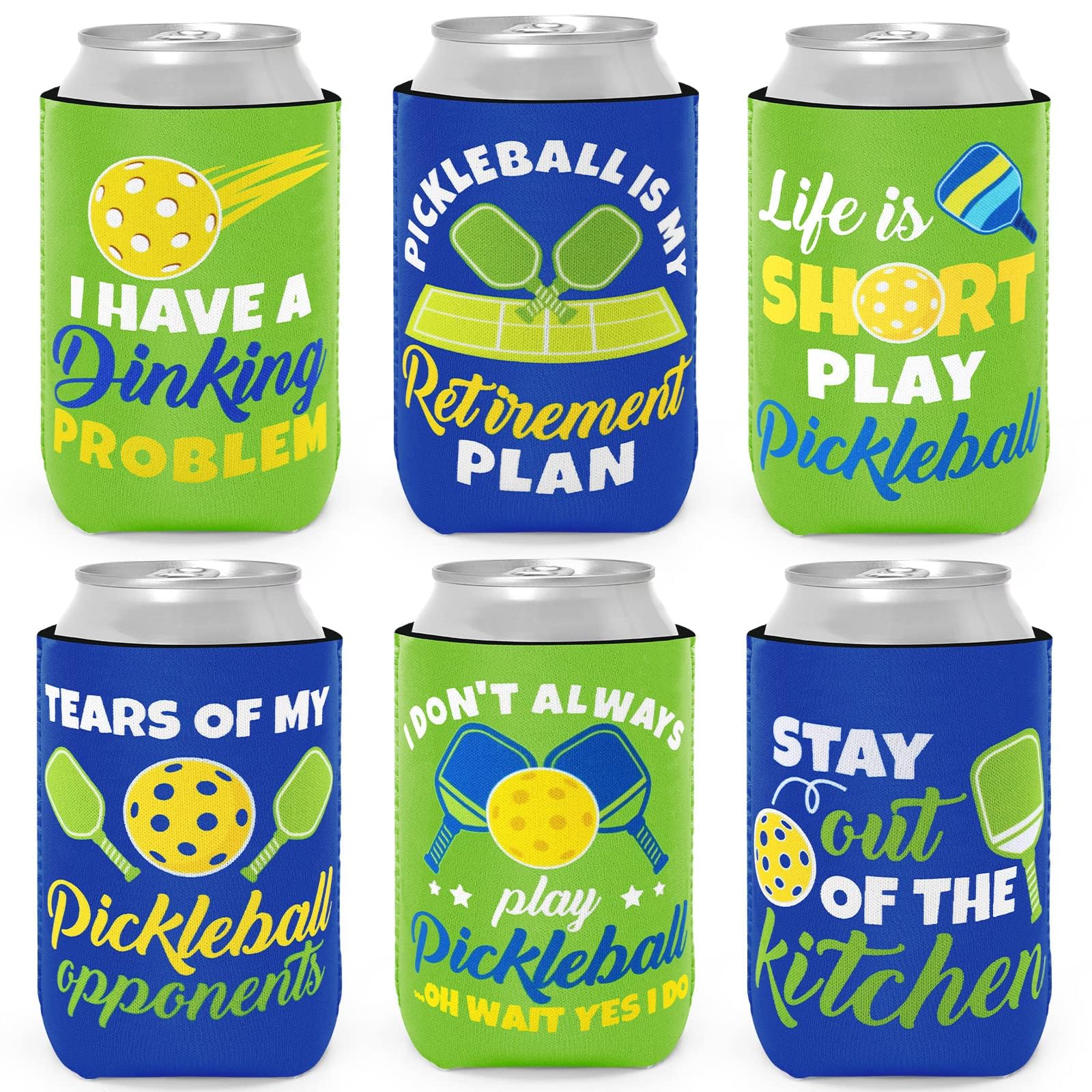 CiyvoLyeen pickleball can cooler blue-green 6-pack keeps drinks cold on the court.