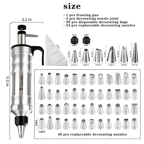 CizmuBen 54 piping tips in stainless steel enable hundreds of patterns