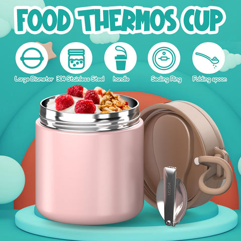 CJACJA pink insulated food jar is easy to hand wash after meals