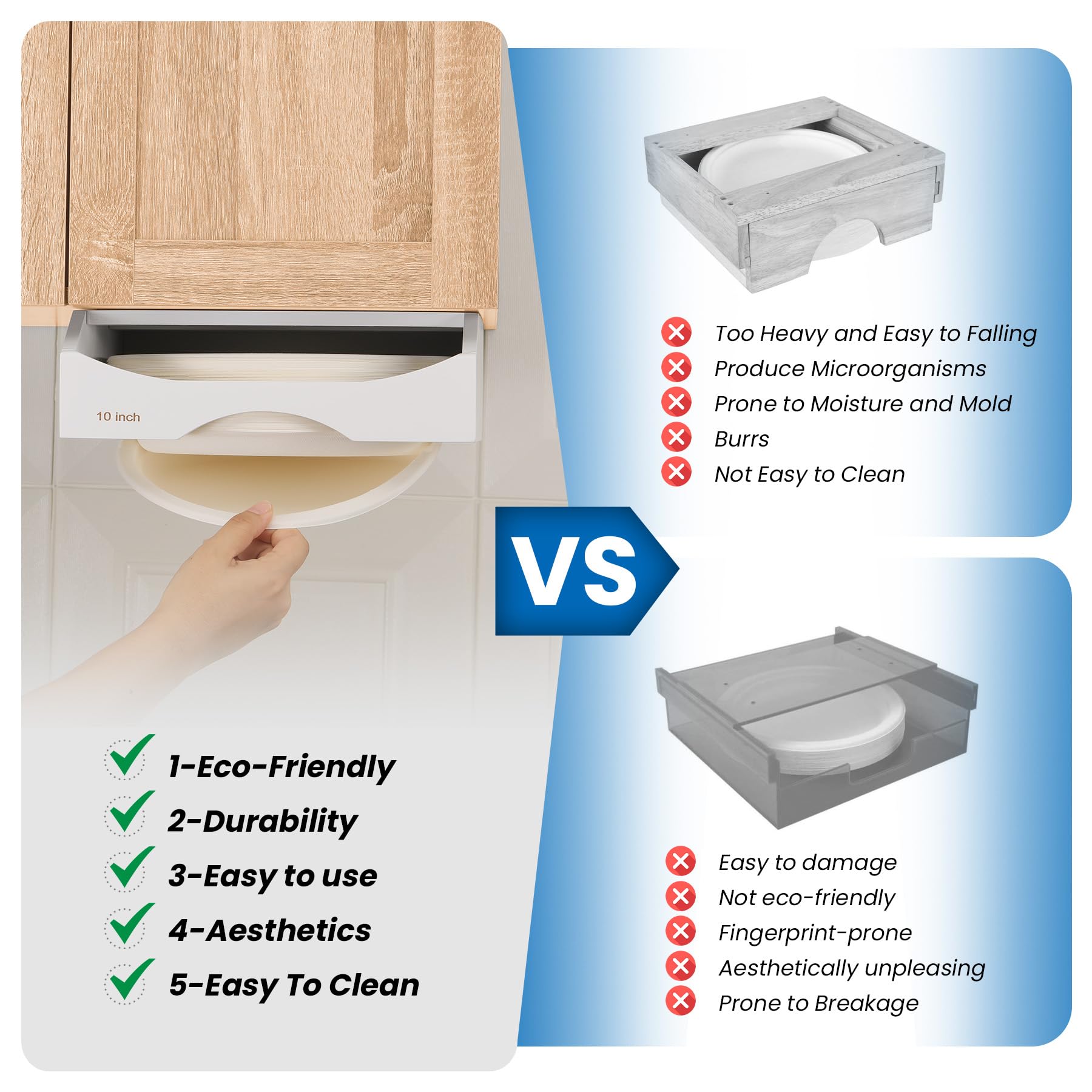 CKIU white finish fits modern kitchens while keeping plates within reach.