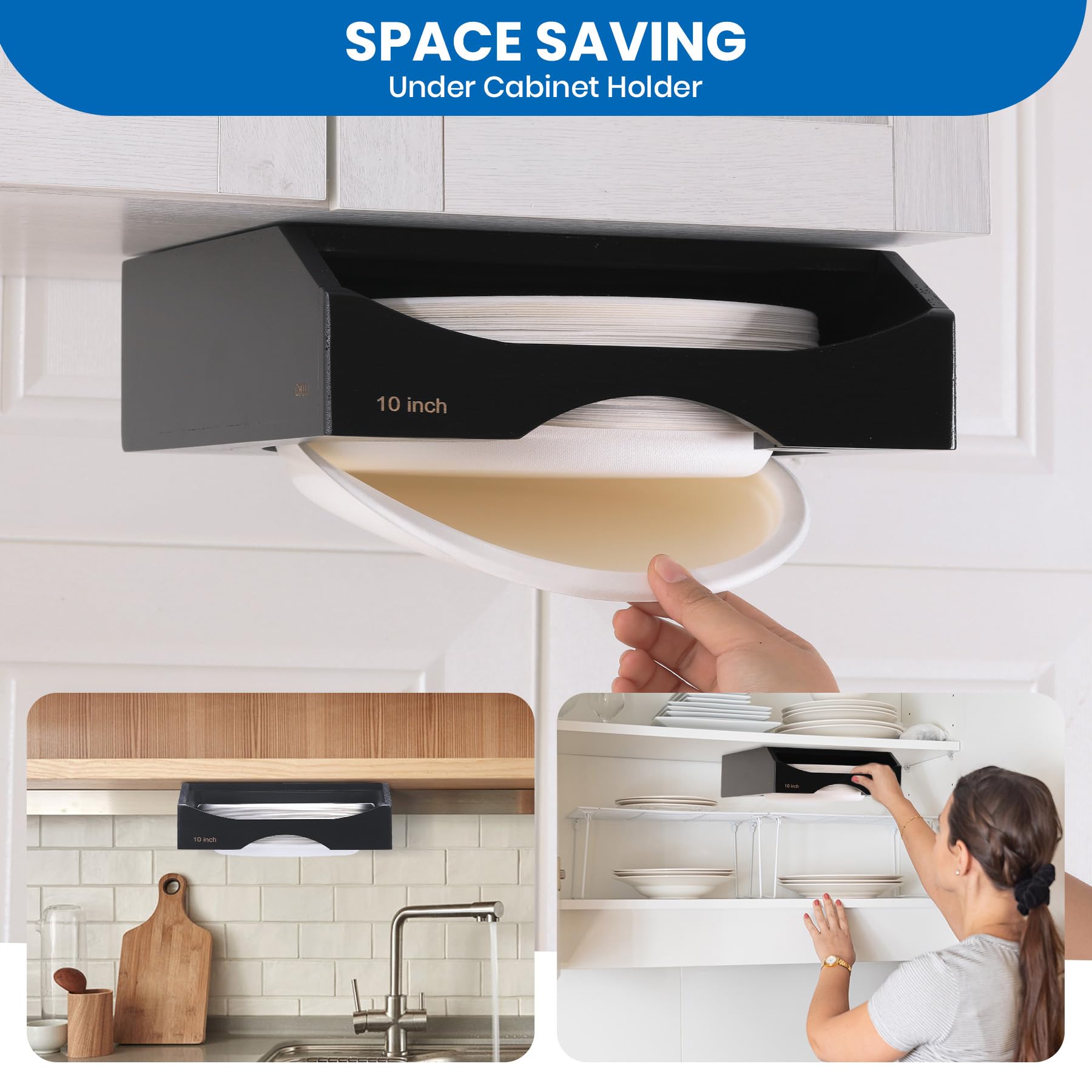CKIU bamboo 10-inch plate dispenser for vertical storage of plates