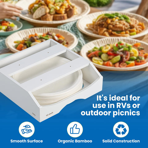 CKIU bamboo solution reduces clutter by placing plates neatly.