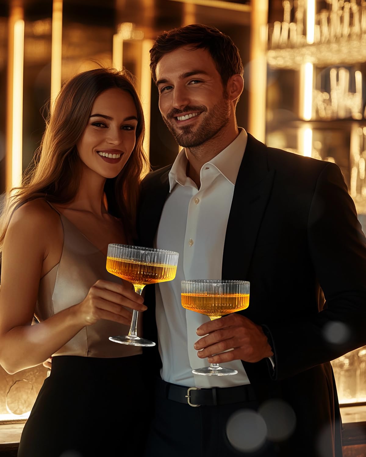 CL FUN hand-blown crystal coupe glass emphasizing clarity and artistry.
