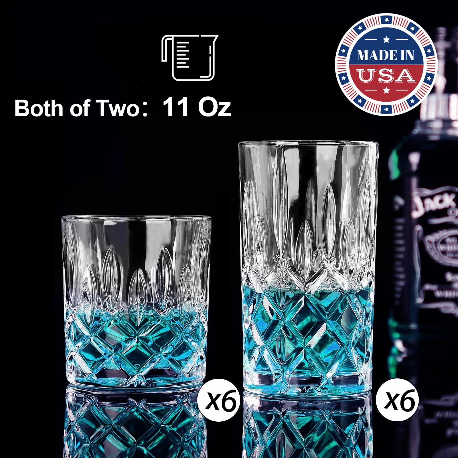 Claplante diamond glass rim detail highlights sturdy weight and premium feel
