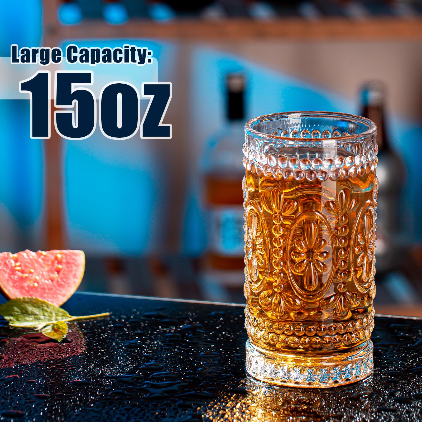 Claplante highball glass with heavy base provides stability during entertaining.