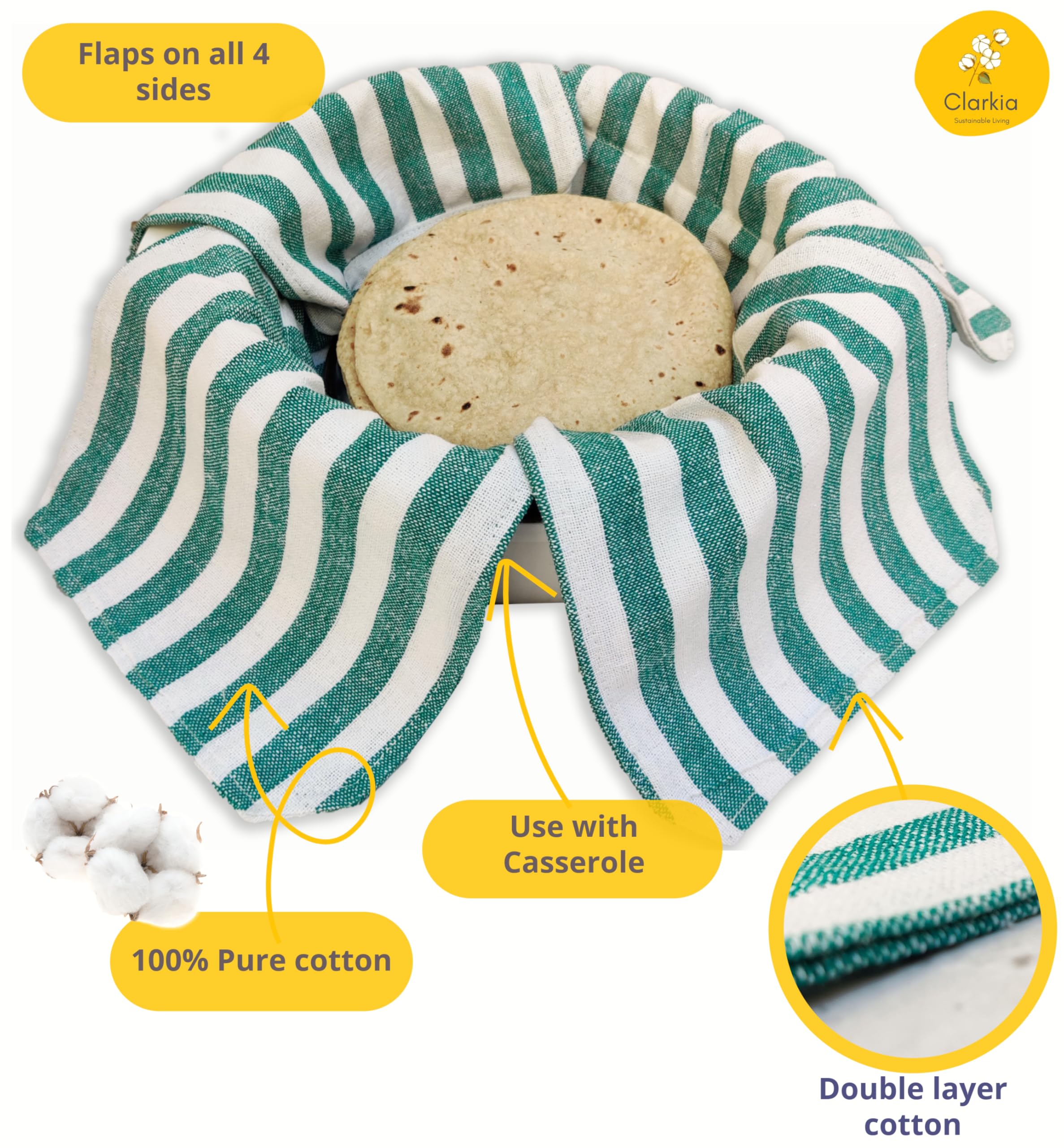 Clarkia blue double-layer roti wrap with flaps preserves freshness.