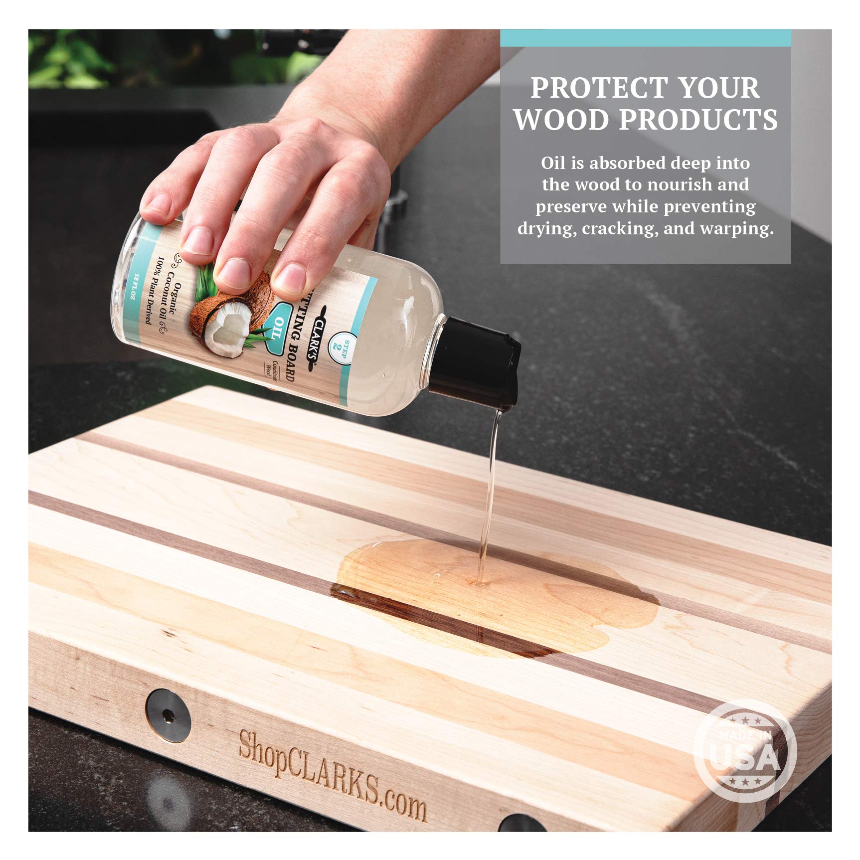 Kit shown on a kitchen countertop to illustrate wood surface conditioning