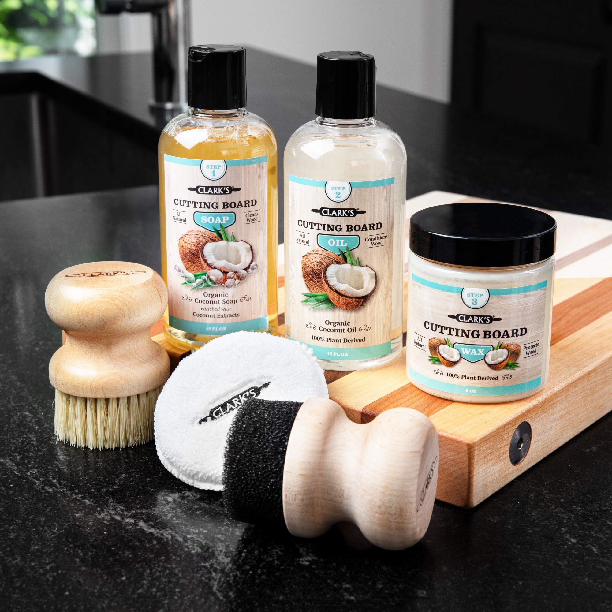 CLARK'S Cutting Board Care Kit wax tin for protective finish on boards and bowls