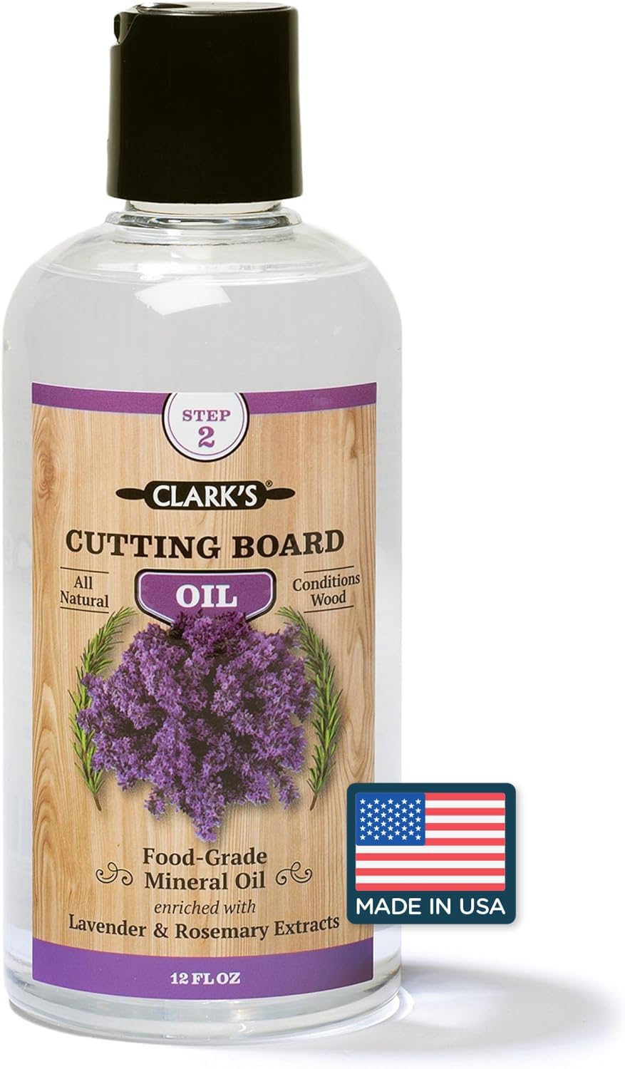 CLARK'S Cutting Board Oil bottle for wood conditioning and surface protection in daily kitchen use.