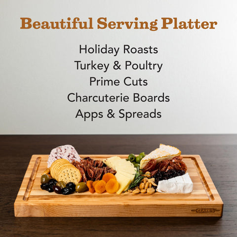 Clark's Maple Cutting Board supports meat carving with a stable surface