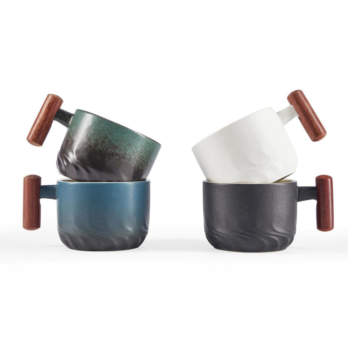 CLASGLAZ 6 oz ceramic espresso mug with wooden handle for a comfortable grip.