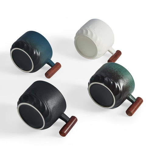 CLASGLAZ wooden-handle demitasse cup showcases natural texture and ergonomic design.