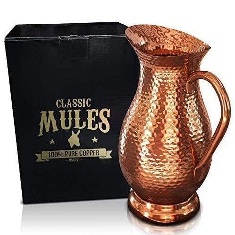 Classic Mules Pure Copper Pitcher 70oz front view for serving and entertaining.