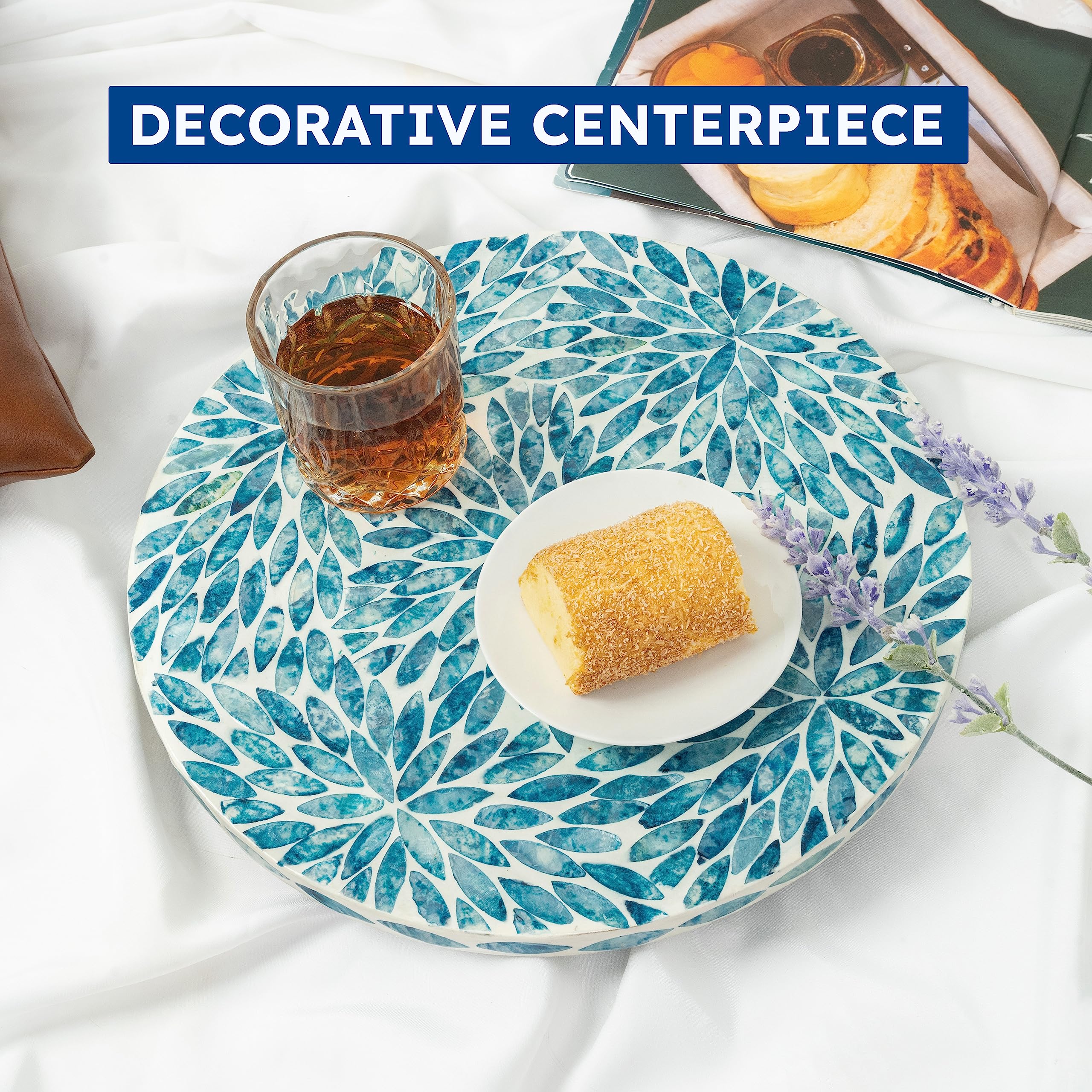 CLAYNIX Lazy Susan close-up shows sturdy wooden base and smooth finish.