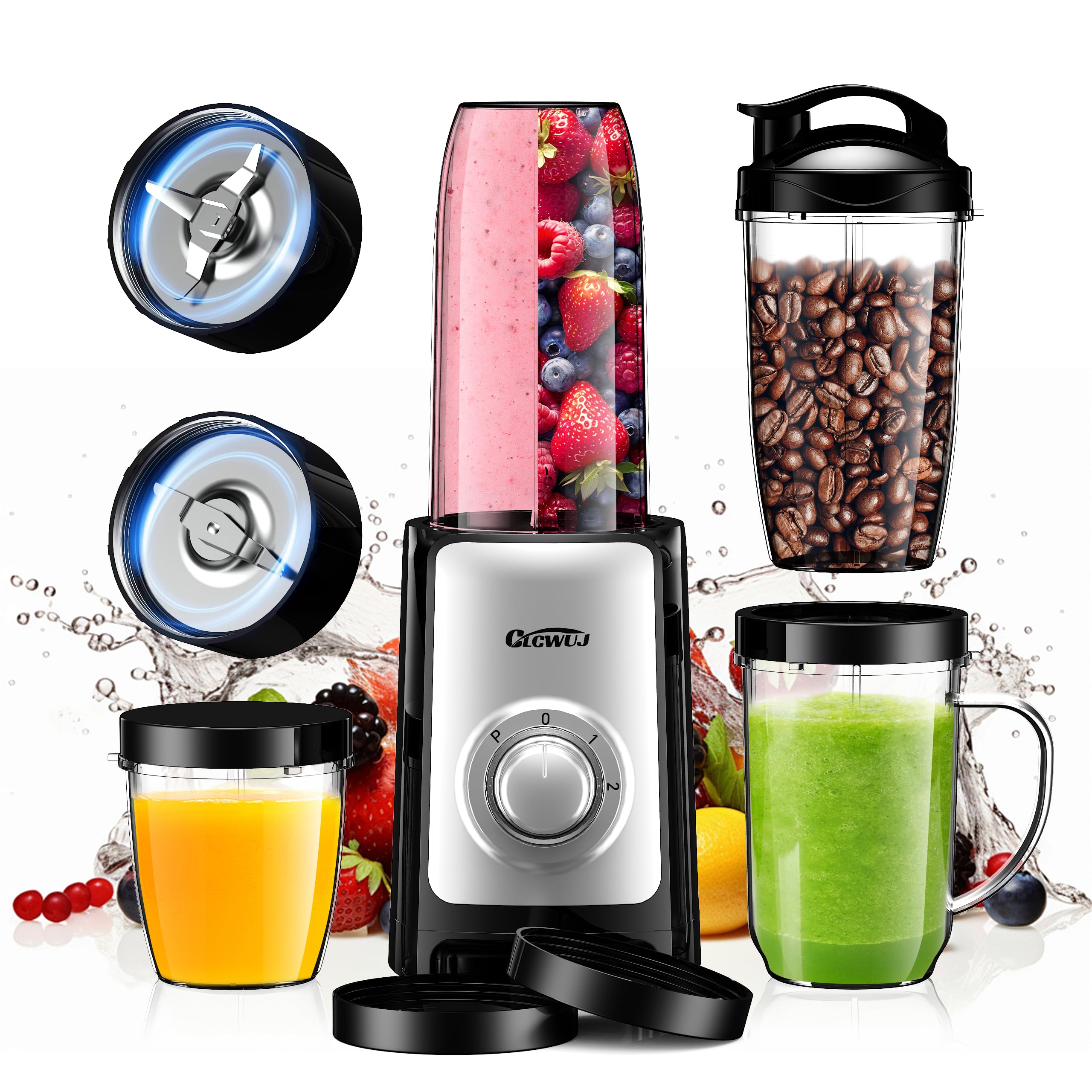 CLCWUJ smoothie blender front view with turbo 350W for quick smoothies