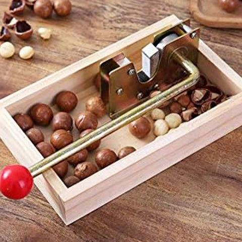 CLEABANKE thick wooden storage basket keeps nuts organized.