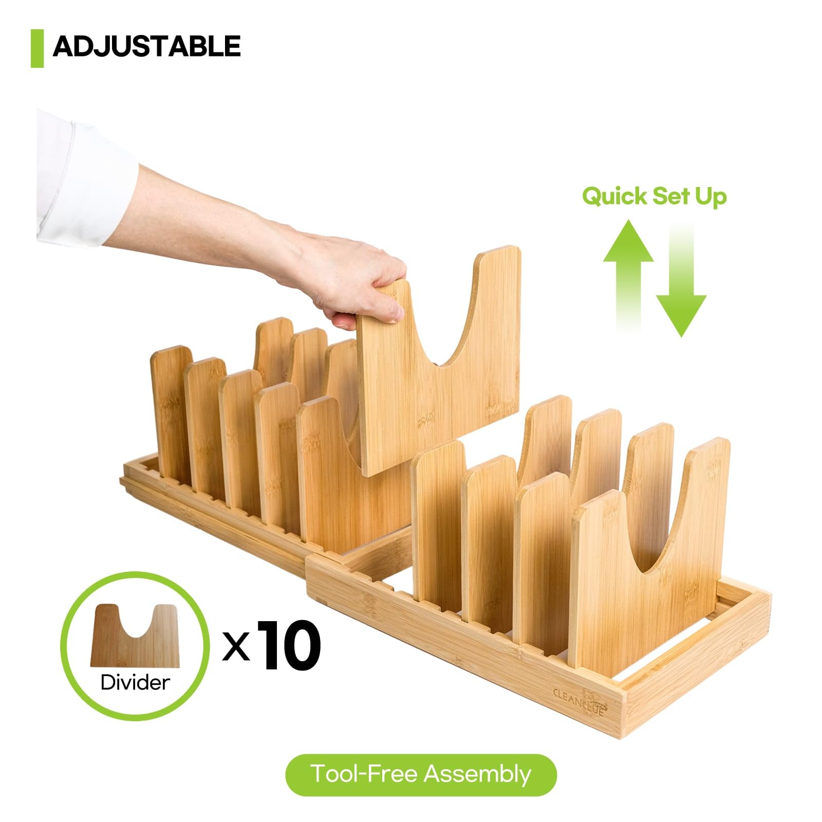Cleanclue adjustable pot lid holder rack keeps lids within reach.