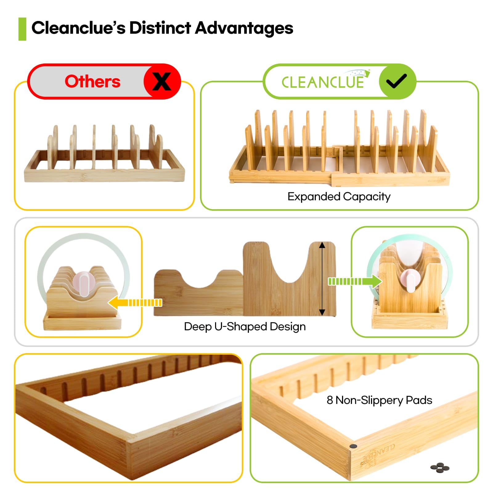 Cleanclue easy-install pull-out dividers for tool-free setup.