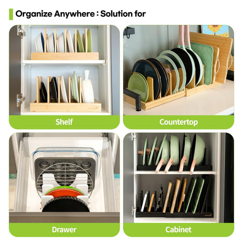 Cleanclue heavy-duty kitchen organizer supports sturdy cookware securely.