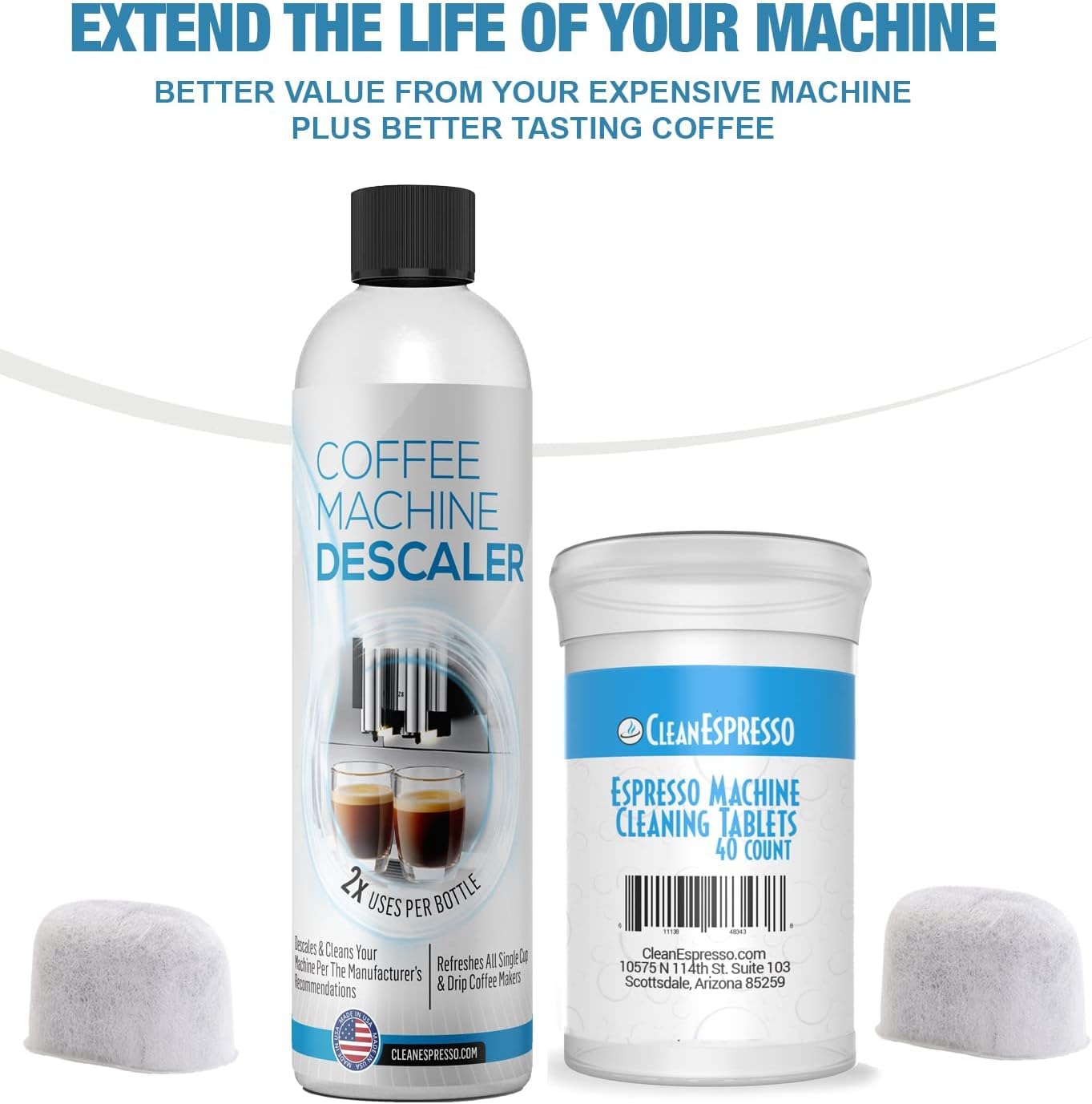 Breville machine with CleanEspresso kit for routine upkeep.