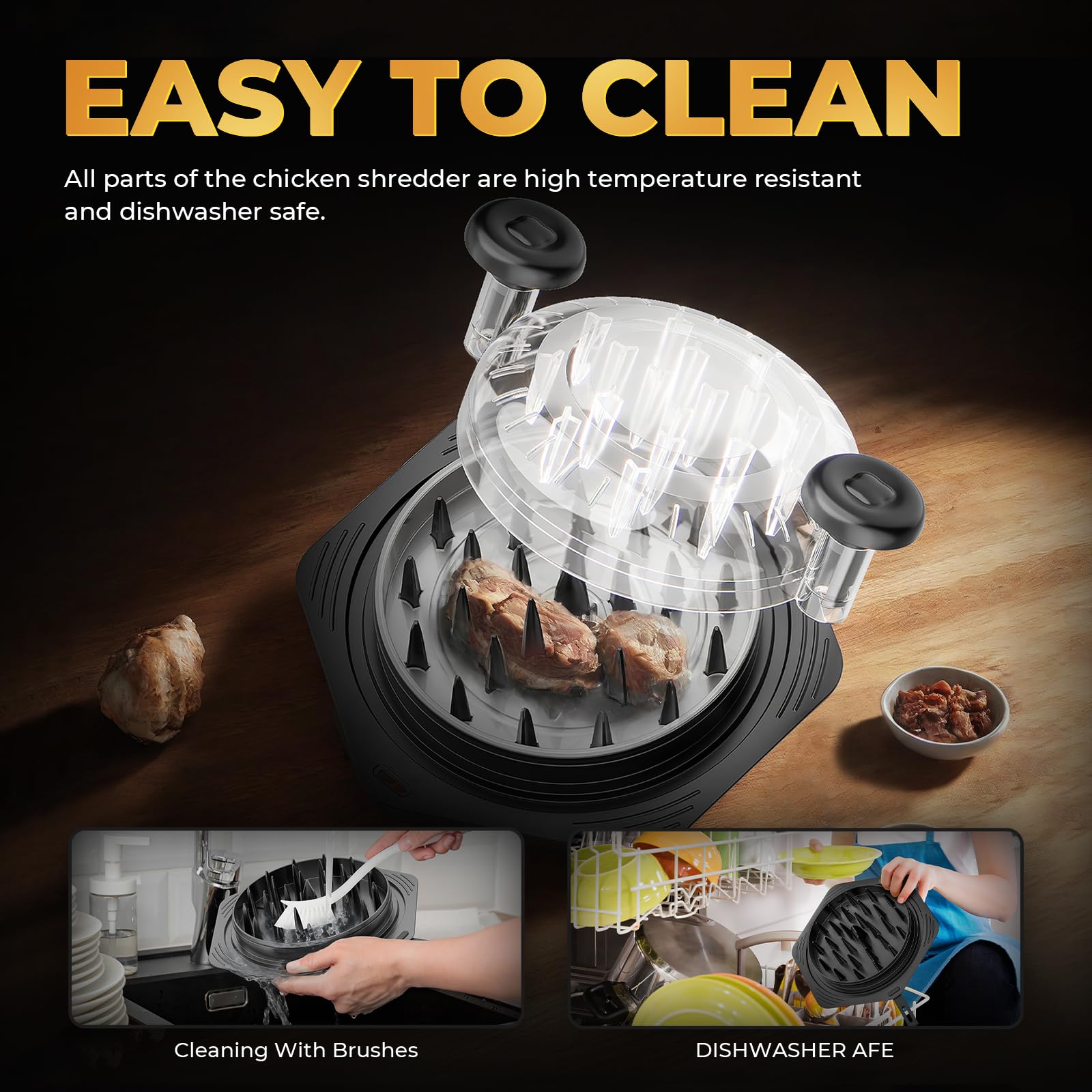 CLEANGOR non-slip silicone grip ensures secure handling while shredding.