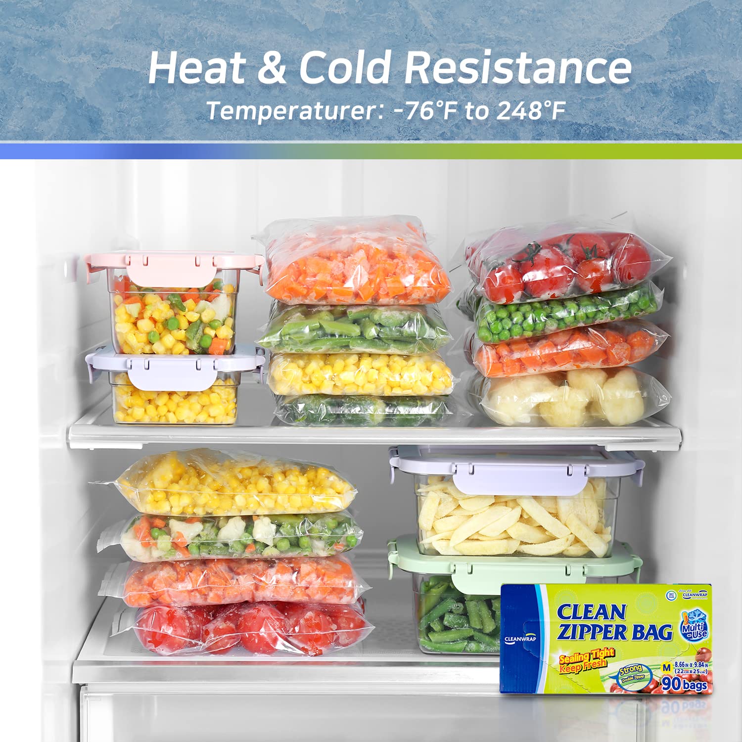 CLEANWRAP multipurpose storage bag suitable for fruits and vegetables.