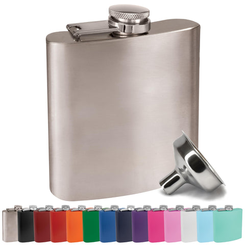 Clear Water 6oz flask with matte black finish, designed for sleek daily use.