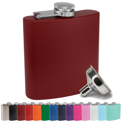 Clear Water Home Goods matte maroon flask front view with secure cap for travel