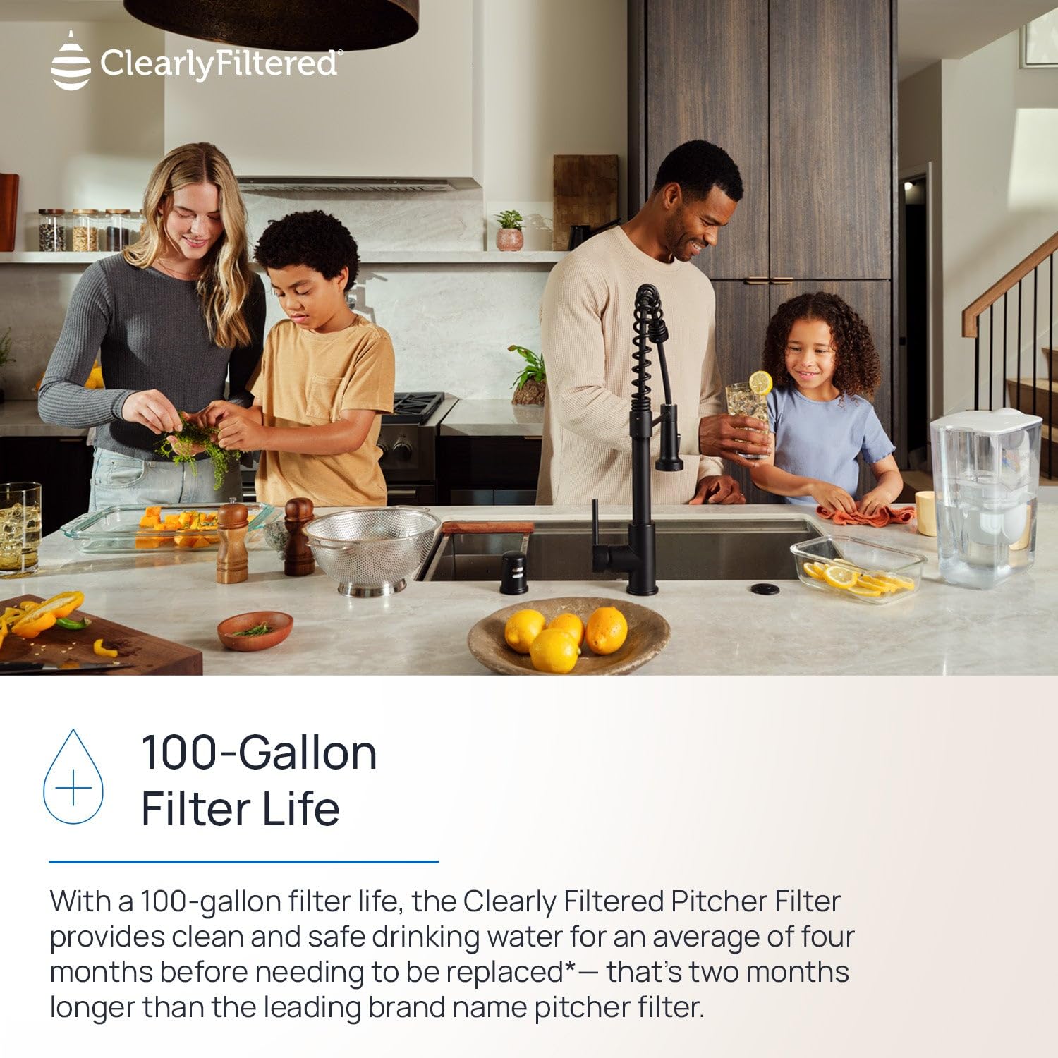 Clearly Filtered No.1 Pitcher eco-friendly design reduces single-use plastics.