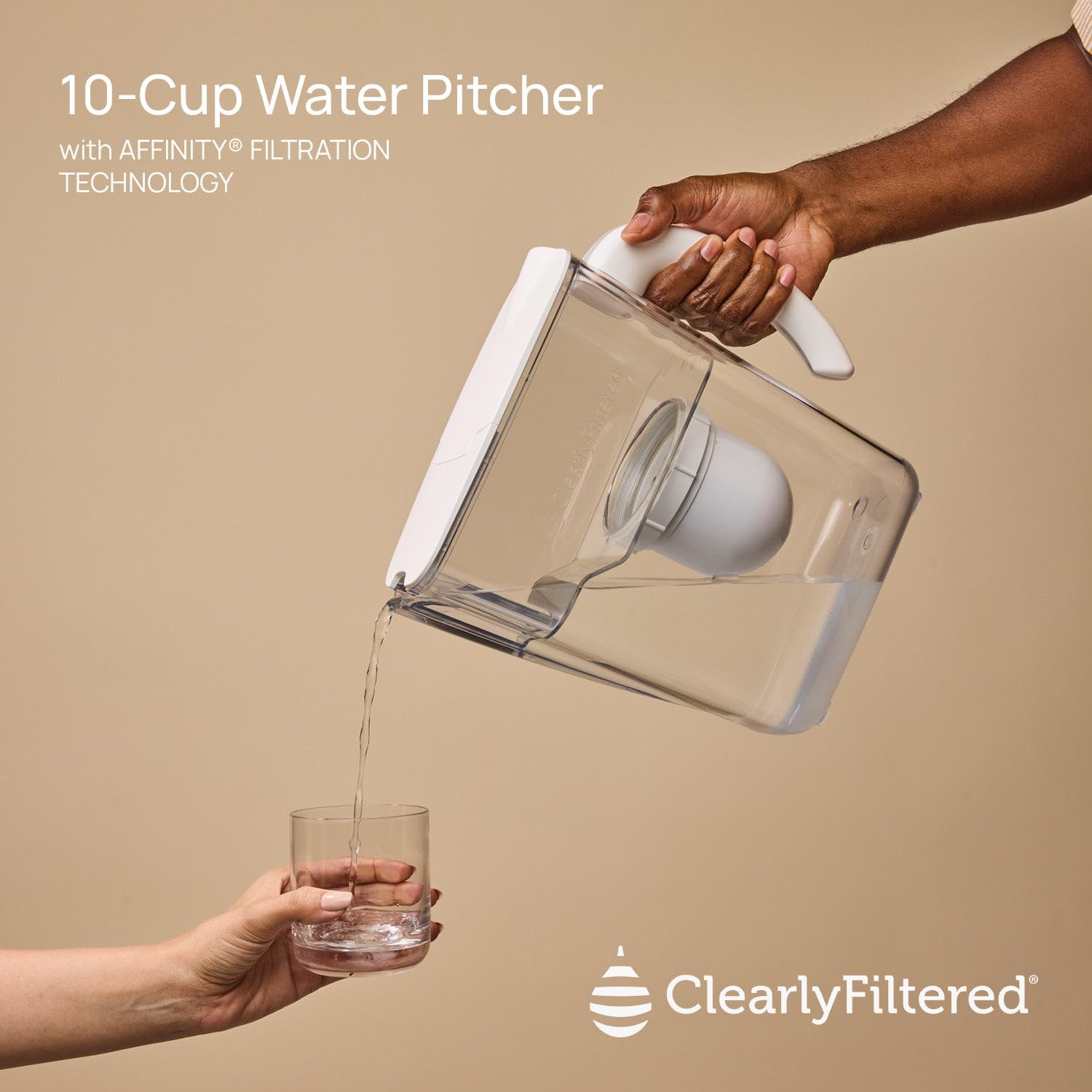 Clearly Filtered No.1 Pitcher with hinge-fill lid for quick refills.