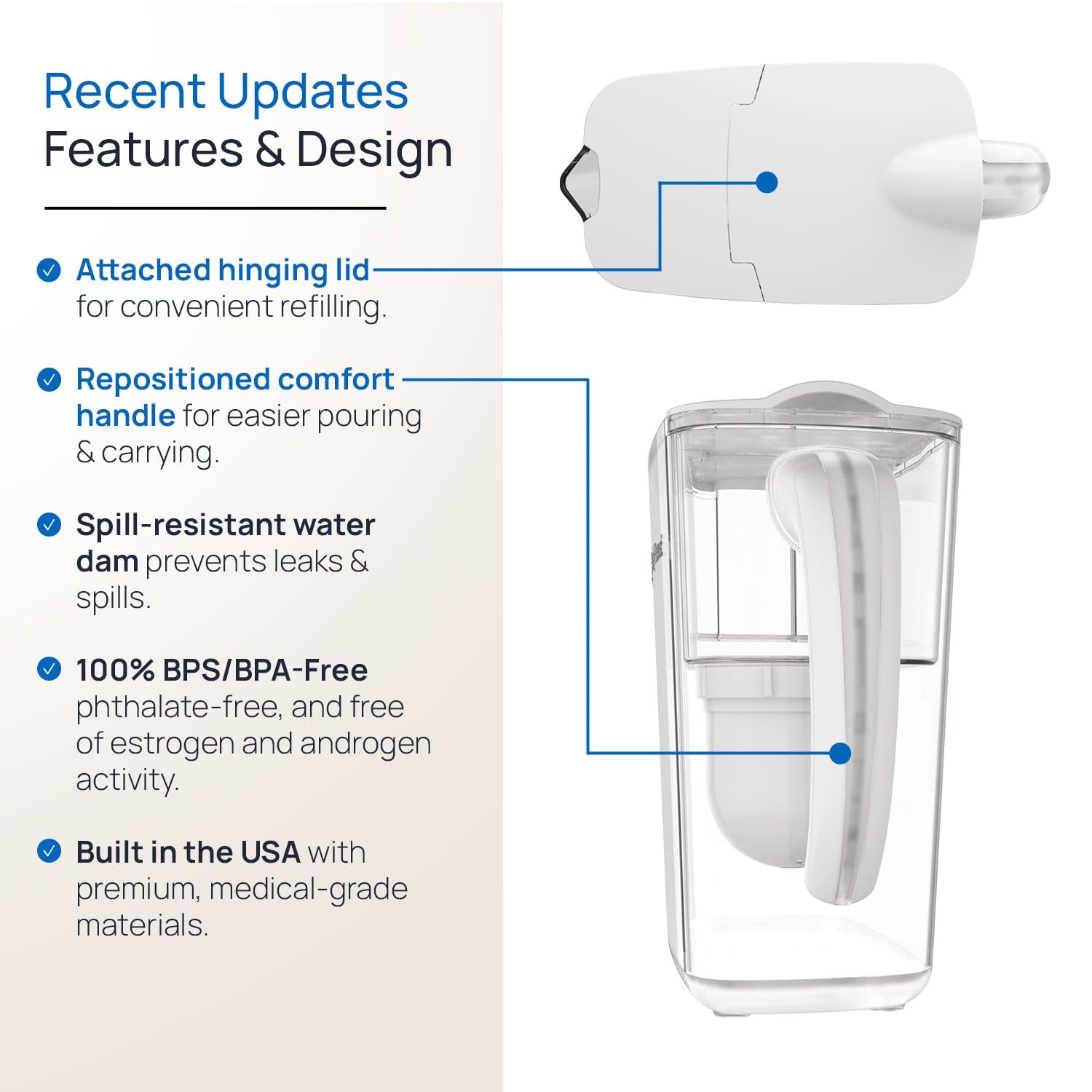 Clearly Filtered No.1 Pitcher filter inset removes contaminants before drinking.