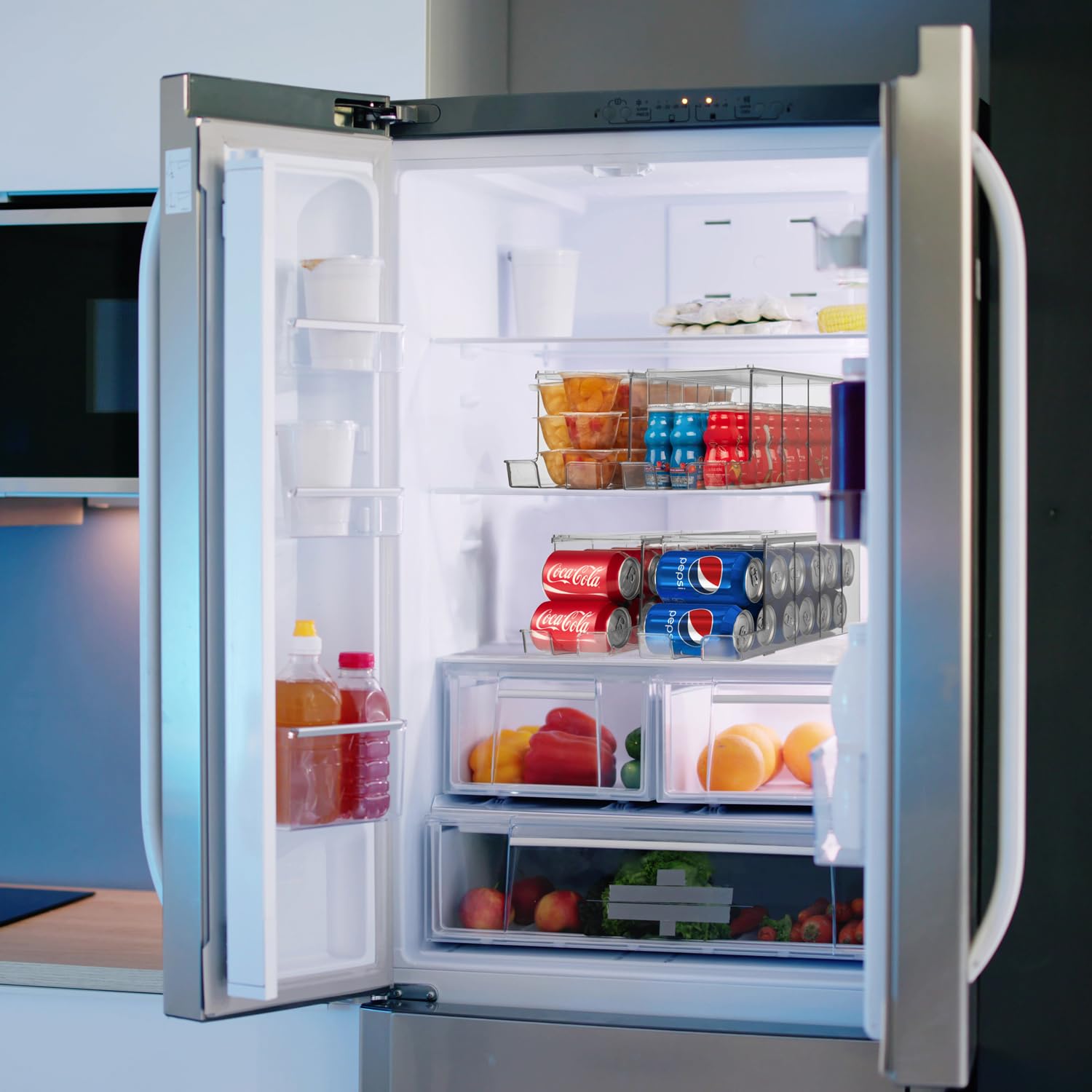 ClearSpace 4-pack drink organizers sustain tidy fridge and pantry.