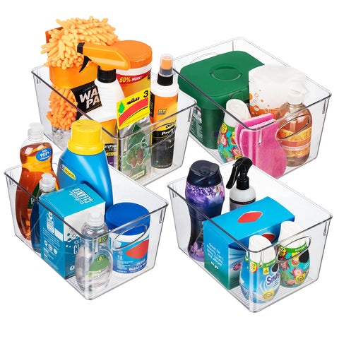 ClearSpace clear plastic bin with lids, stackable pantry storage solution.