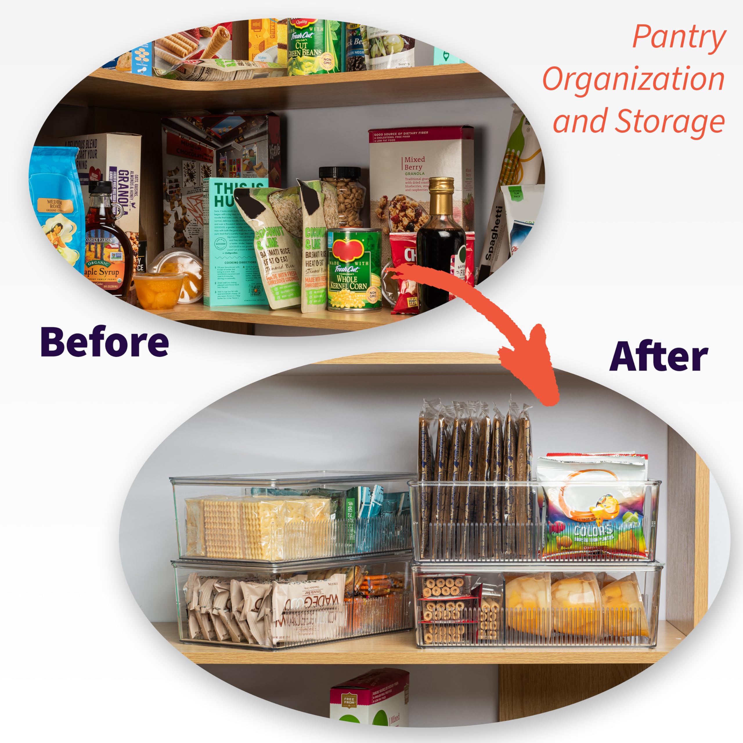 ClearSpace divided storage bin with four sections keeps items separated.
