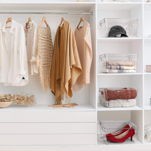 Kitchen pantry storage bin improves clutter control and quick retrieval.