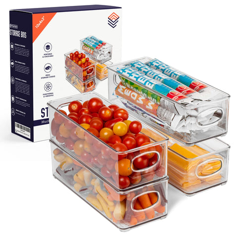 ClearSpace pantry bin with stackable design keeps shelves organized and contents easy to see.