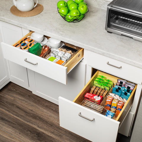 ClearSpace bin stored on a shelf, tidy cabinet organization.