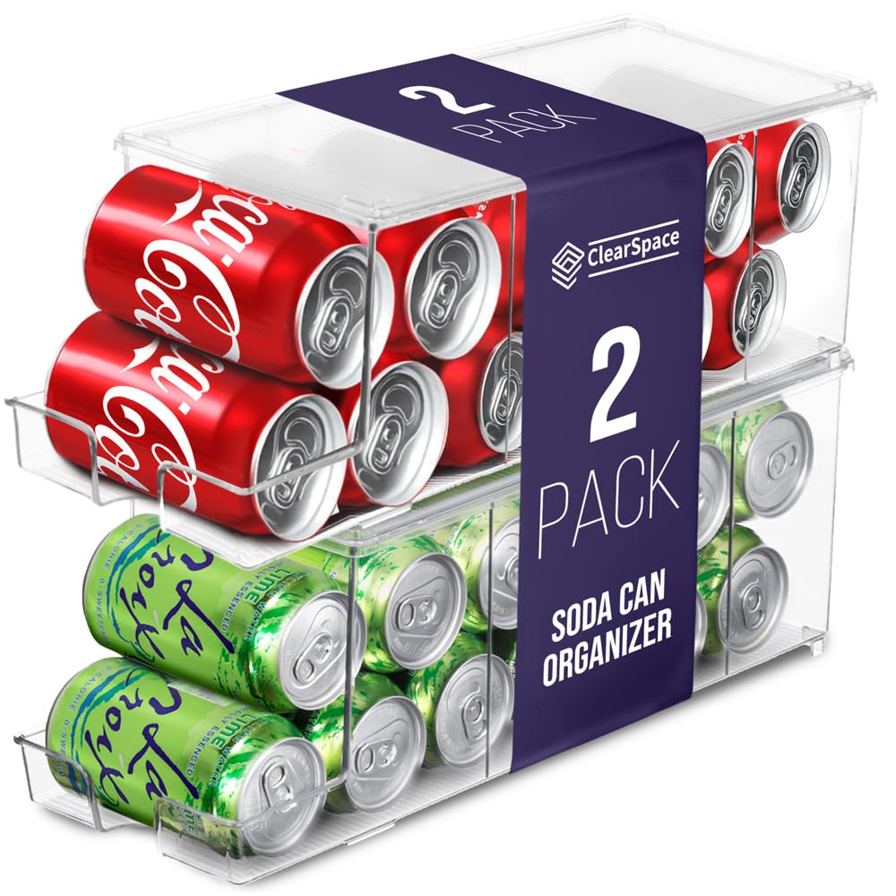 ClearSpace soda can organizer front view for tidy fridge organization