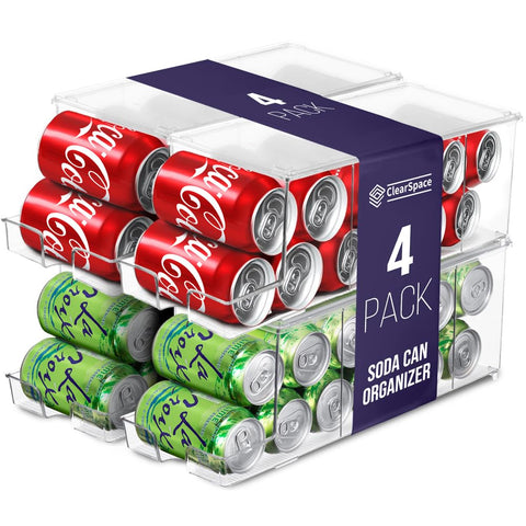 ClearSpace soda can organizer with lid shows stacked cans for easy access.