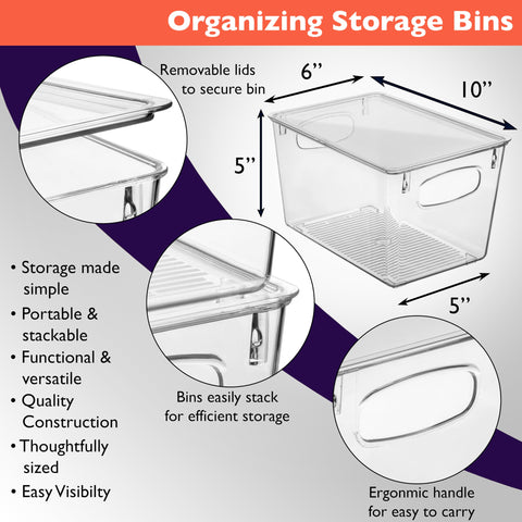 ClearSpace stackable storage bin with base feet for stable organization.