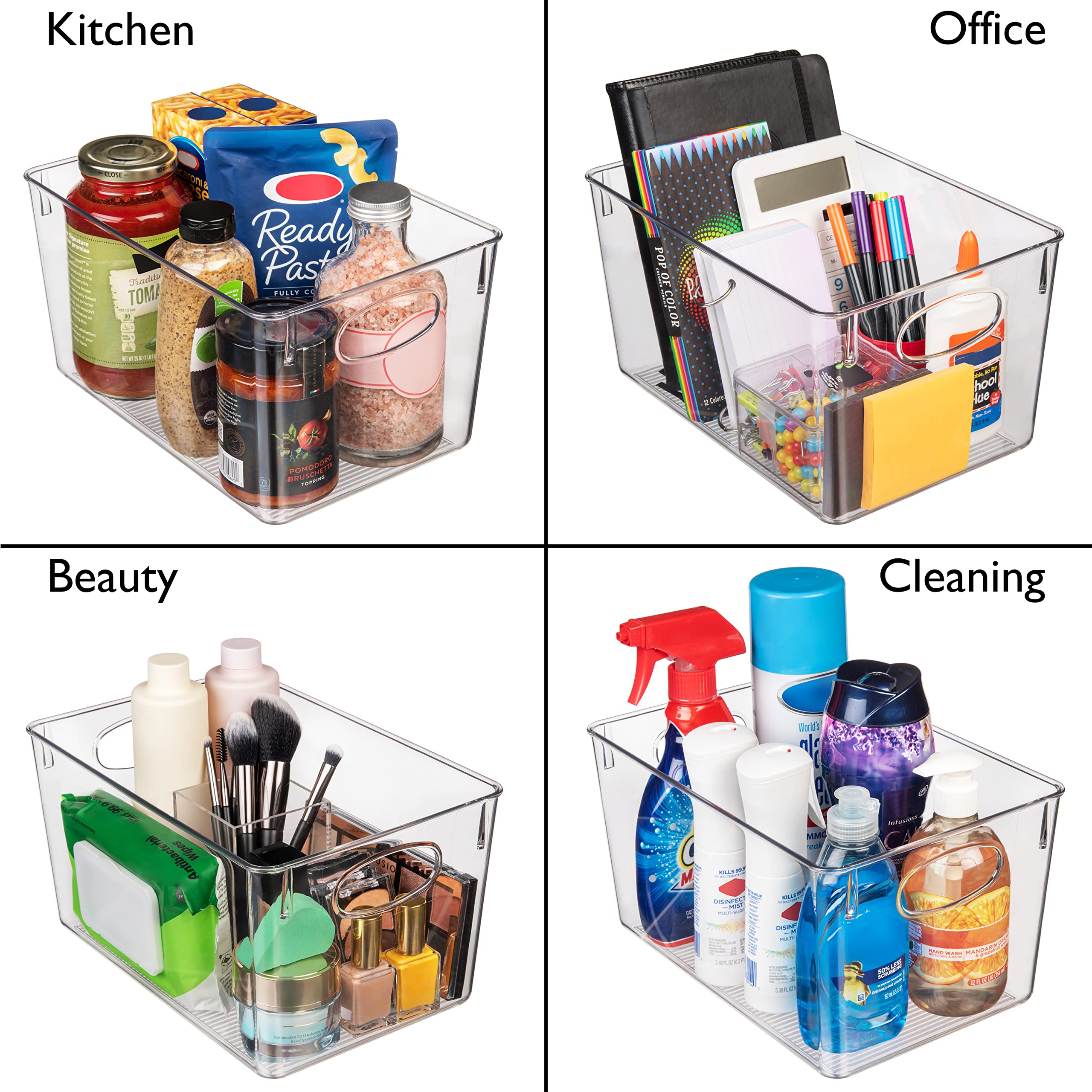 ClearSpace stackable storage bin, transparent design optimizes cabinet space.