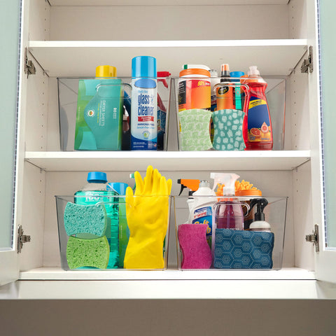 ClearSpace XL stackable bin with built-in handles for versatile storage.