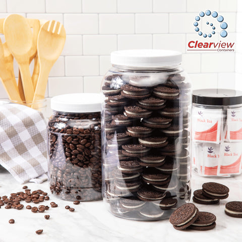 Clearview Containers hand-wash-only jar ideal for spices and dry goods.