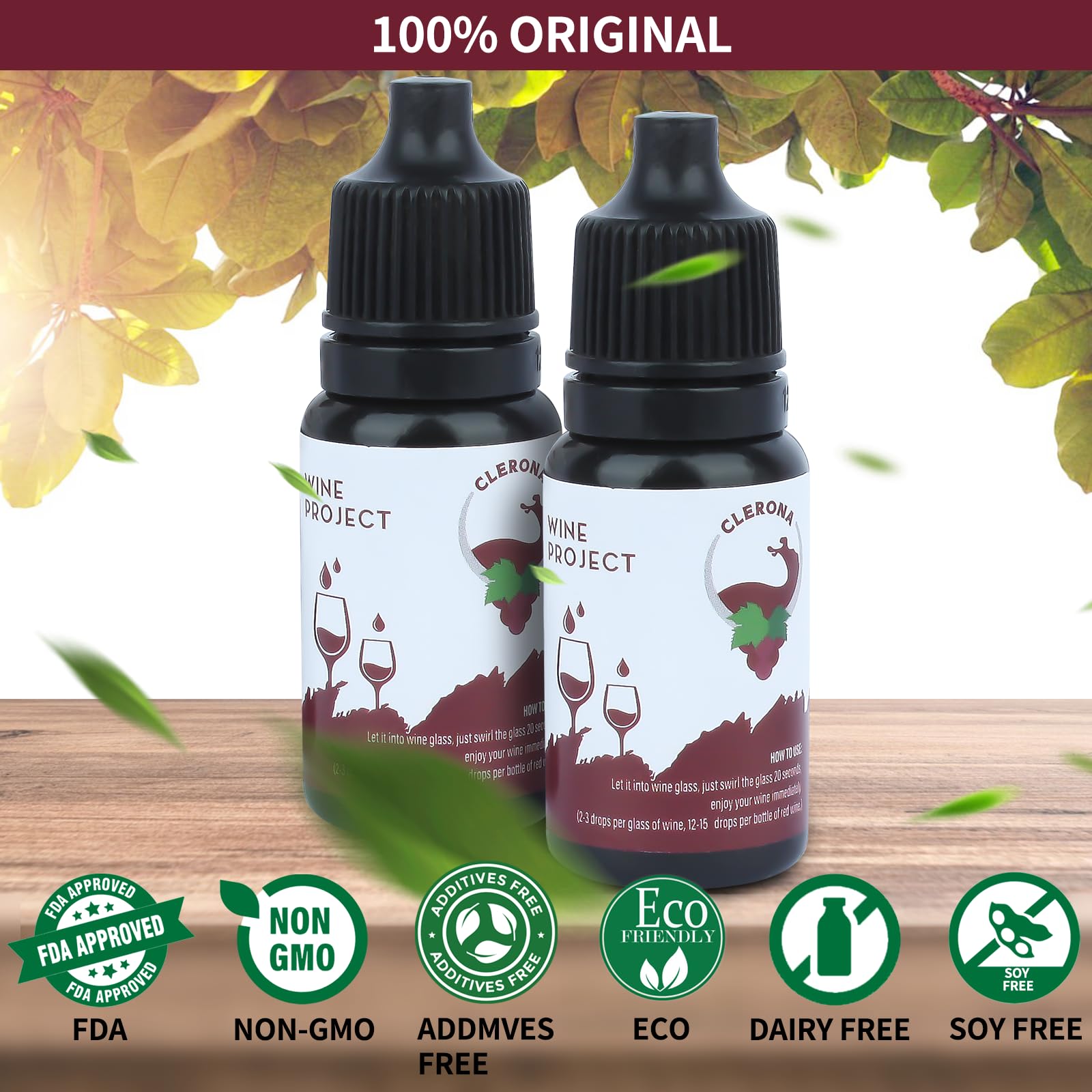 Clerona wine filters bottle pour, easy dose to treat wine in glass.