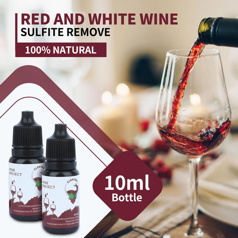 Clerona wine filters label close-up, natural ingredients for cleaner wine.