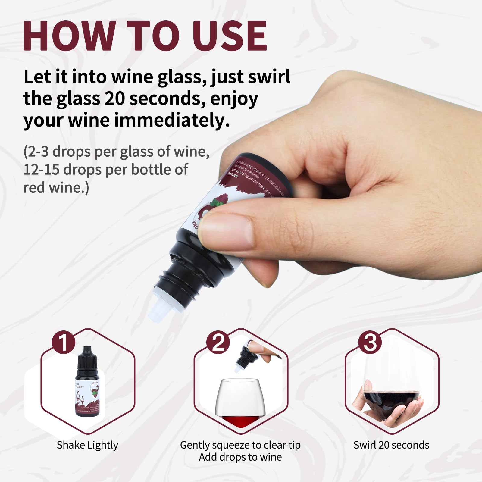 Clerona wine filters packaging, compact design ideal for travel or parties.