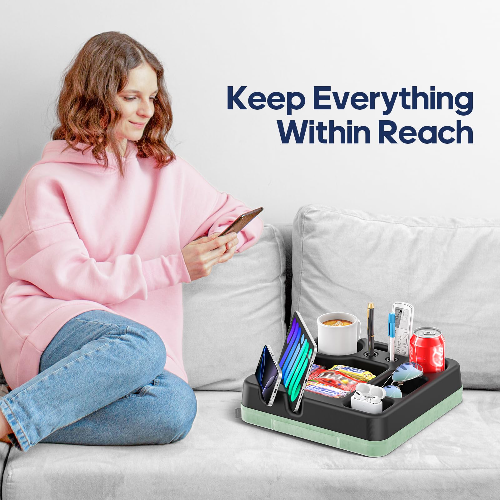 CLESOO anti-spill design ensures stable cups on soft furniture.
