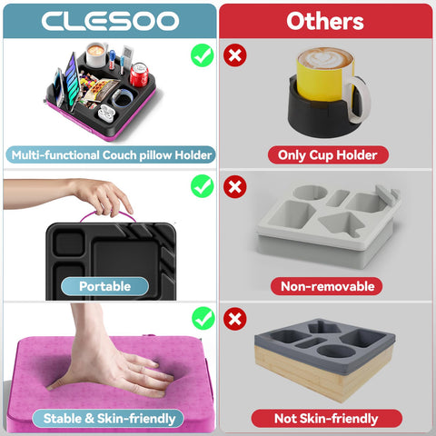 CLESOO bed caddy with remote holder for quick TV access